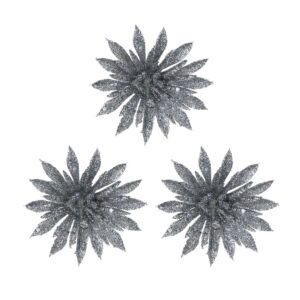 Цветы на проволоке 8x8см 3 шт серебро