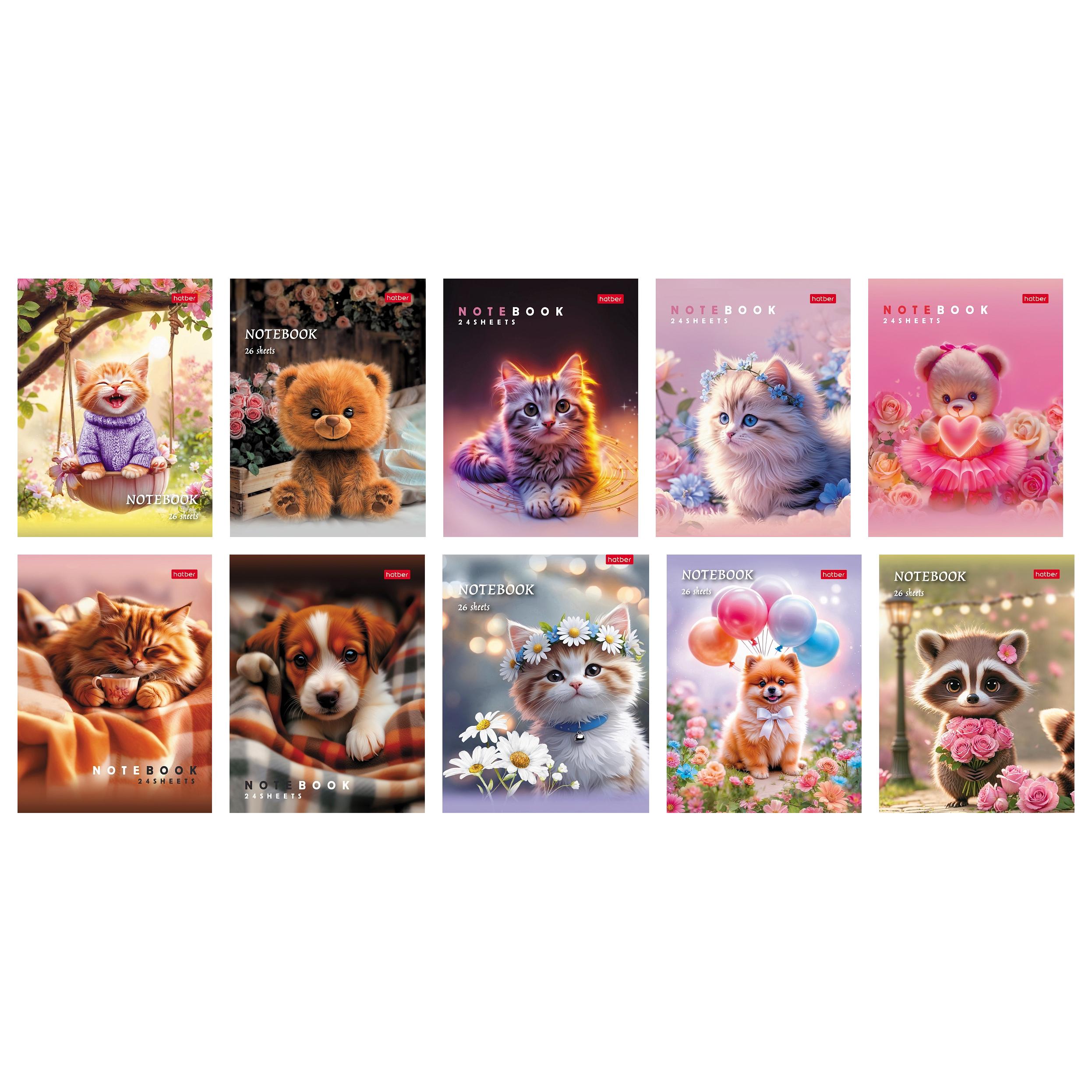 Записная книжка 24л. А6 Hatber Маленькие ушки, клетка, на скобе