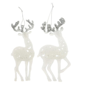 Подвеска декоративная Олень 14см, пластик белый