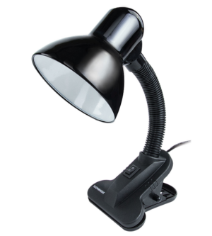 Светильник настольный SONNEN OU-108 на прищепке, цоколь Е27, черный