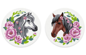 Набор для раскрашивания по номерам на магните ФРЕЯ Цветочные лошадки 9х9см