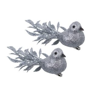 Птицы на прищепке 3,5x13см 2 шт пластик серебро