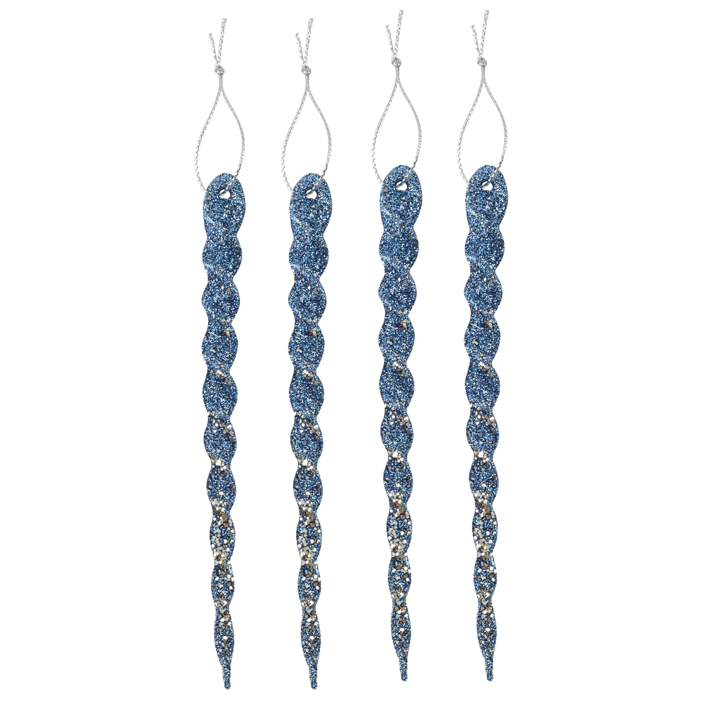 Набор декоративных украшений Сосульки 4шт. 13,5см синий