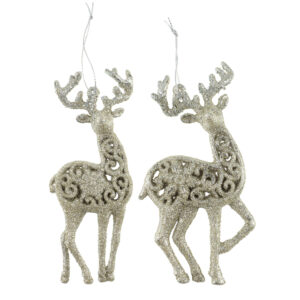 Подвеска декоративная Олень 14см, пластик золото