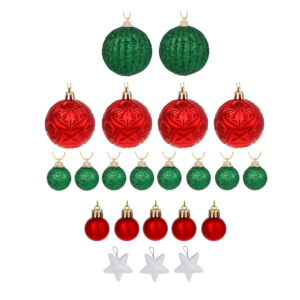 Шары елочные и украшения СНОУ БУМ набор 22шт. 3 и 6см, красный, зеленый, белый