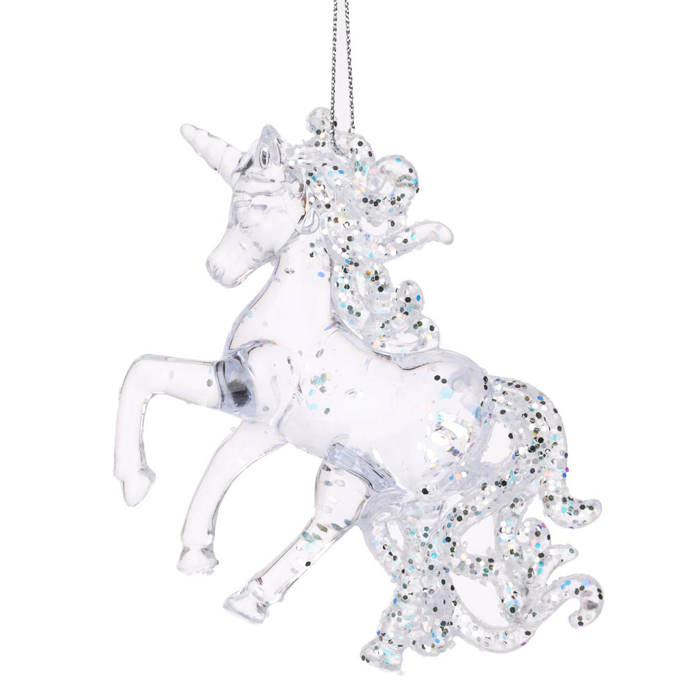 Подвеска декоративная Единорог 10х12см, акрил с глиттером