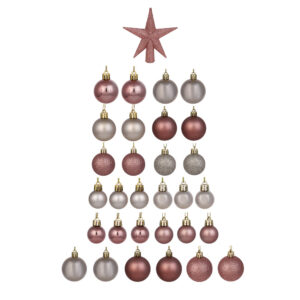 Шары елочные и украшения СНОУ БУМ набор 30шт. 3,4,5см розовый шампань