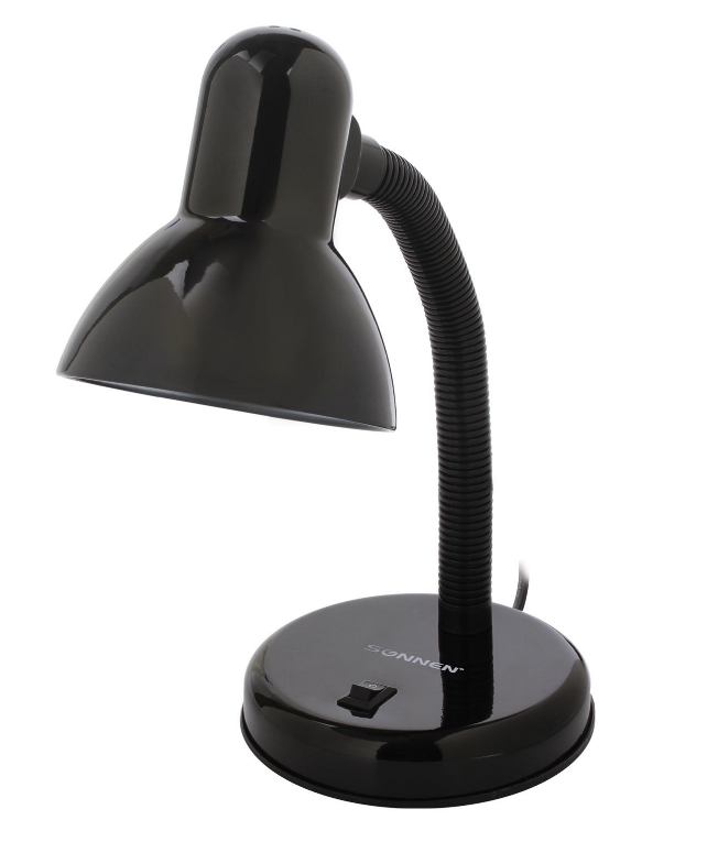 Светильник настольный SONNEN OU-203 на подставке, цоколь Е27, черный