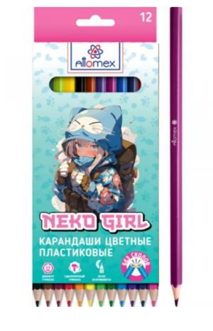 Карандаши цветные Attomex Neko Girl 12 цв.
