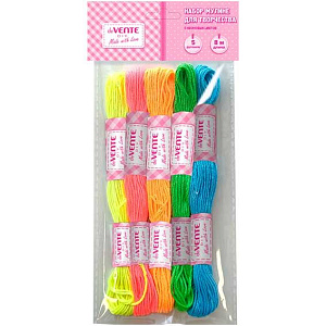 Набор ниток для вышивания (мулине) deVENTE Diy Neon ART, полиэстеровые нити 5 рулонов, 5 неон цветов