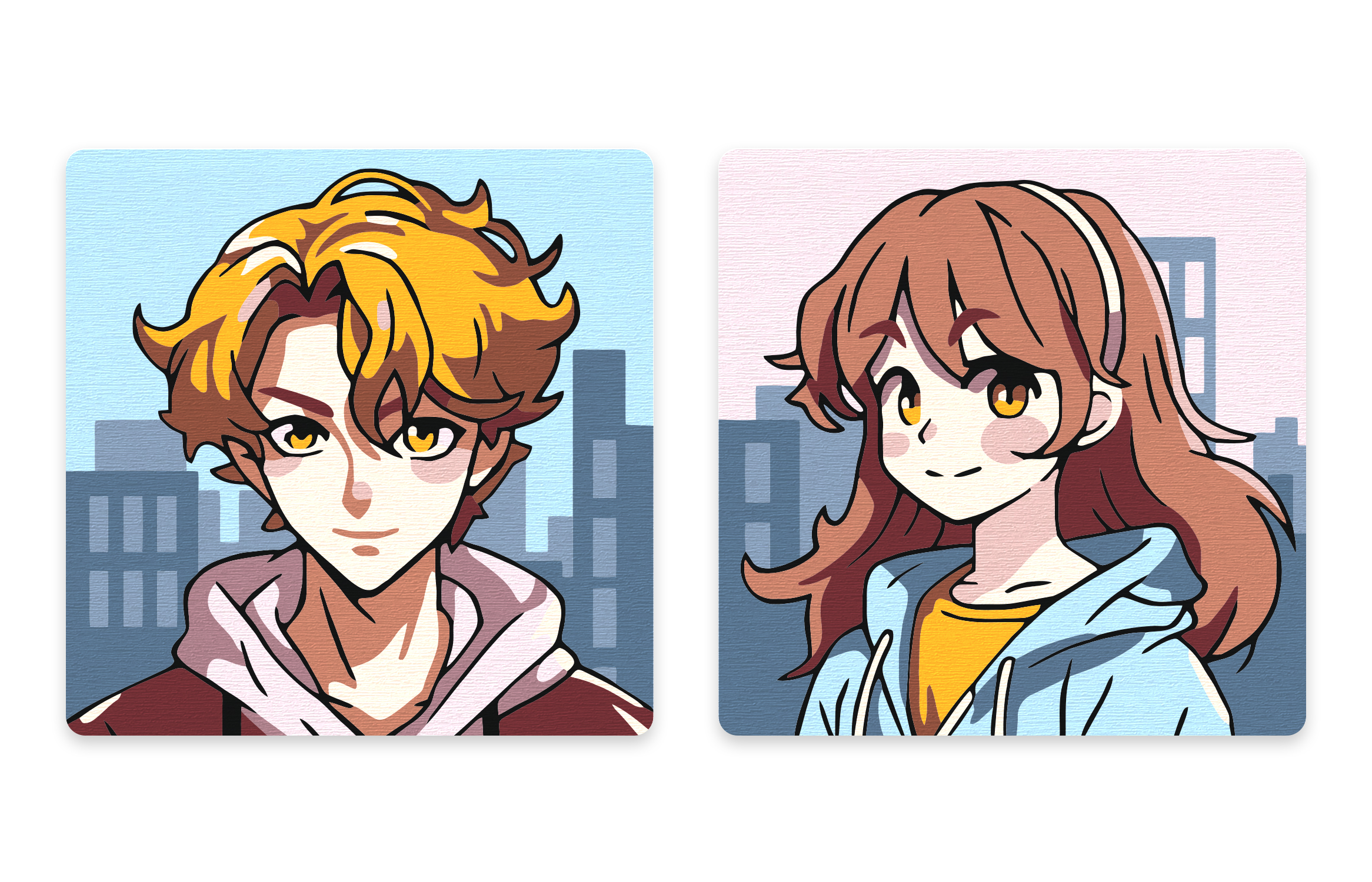 Набор для раскрашивания по номерам на магните ФРЕЯ Анимешная парочка 9х9см