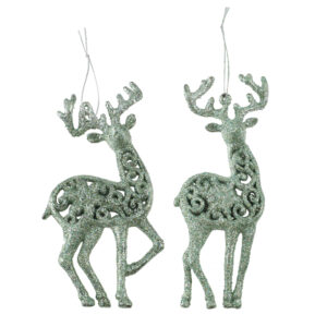 Подвеска декоративная Олень 14см, пластик голубой