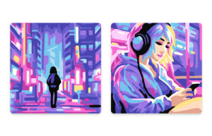 Набор для раскрашивания по номерам на магните ФРЕЯ Неоновый город 9х9см