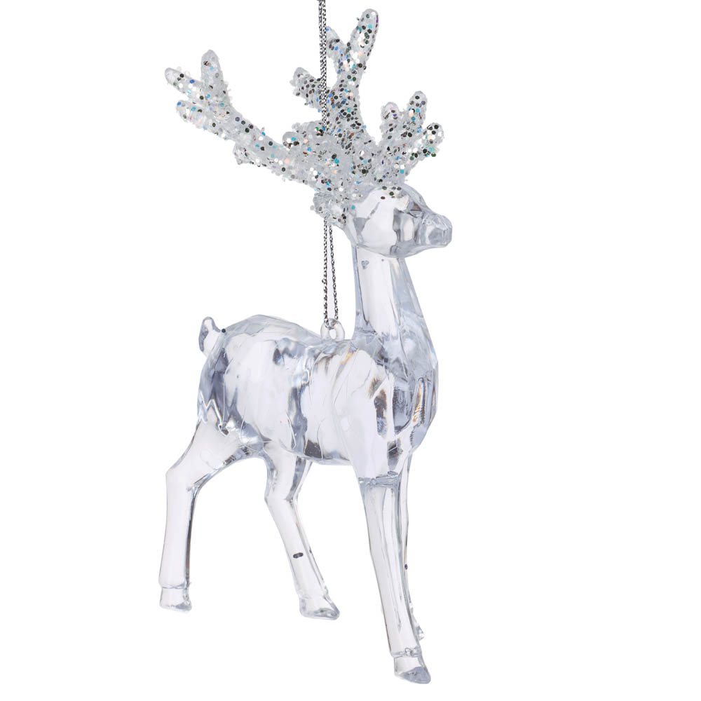 Подвеска декоративная Олень 15см, акрил с глиттером