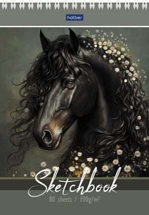 Скетчбук А5  80л Вороная грация 100г/м гребень