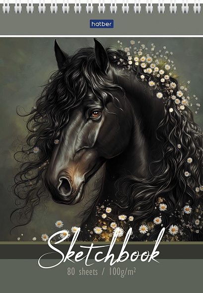 Скетчбук А5  80л Вороная грация 100г/м гребень