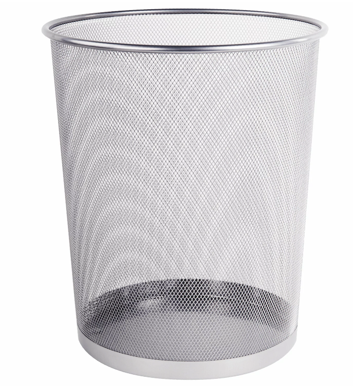 Корзина для бумаг 20л, сетчатая, металлическая, серебристая BRAUBERG Germanium