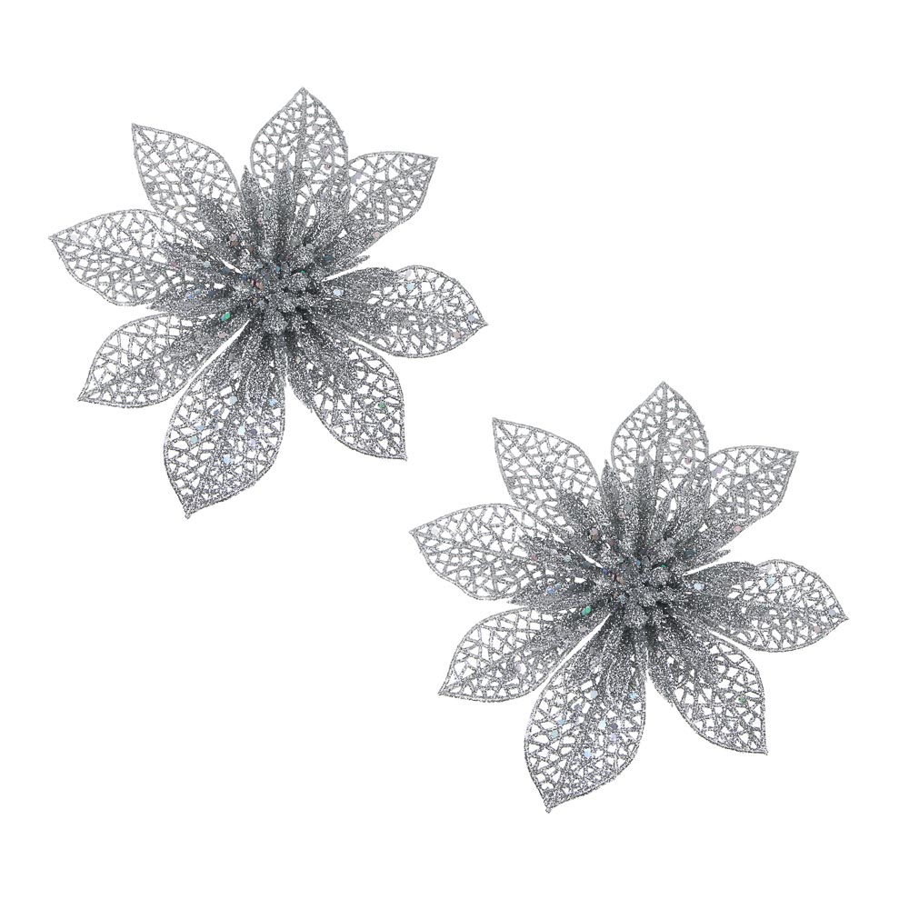 Цветы на прищепке 13x13см 2 шт серебро