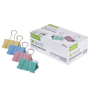 Зажим металлический 51мм цветной Hatber X-Mate