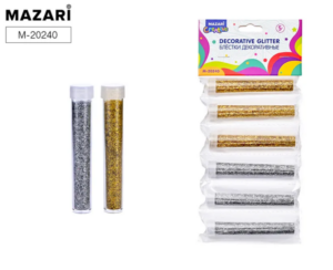 Блестки для декора Mazari 6шт.х4,5г Золото/серебро