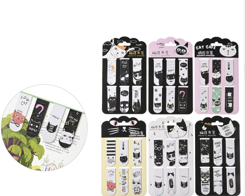 Закладки магнитные 20х58мм (набор 6шт.) Mazari КОТИКИ