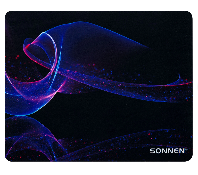 Коврик для мыши SONNEN NEON WAVE, резина + ткань, 250х200мм
