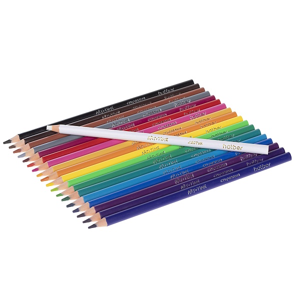 Карандаши цветные Hatber ART-TIME 18цв.+1 карандаш-ластик, стираемые пластиковые
