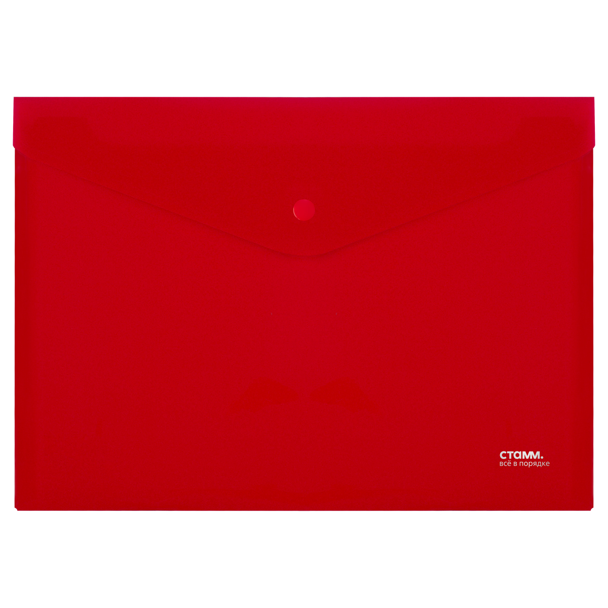 Папка-конверт на кнопке СТАММ А4 180мкм красная