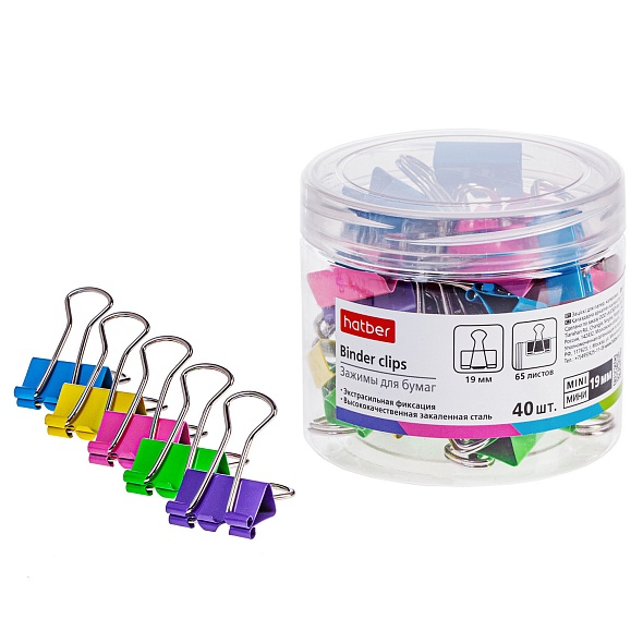Зажим металлический 19мм НЕОН Hatber