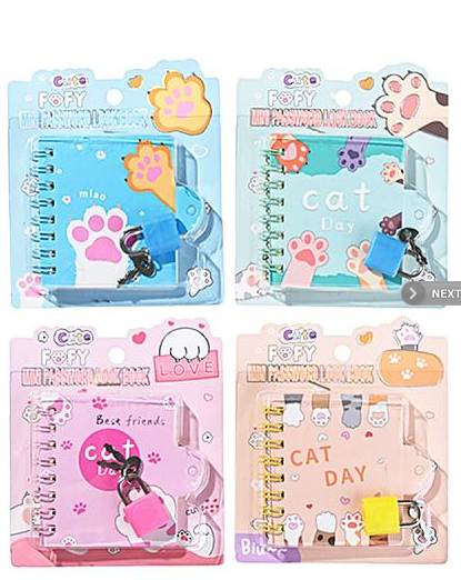 Блокнот 60л. А7 Mazari ЛАПКИ, на спирали с замочком