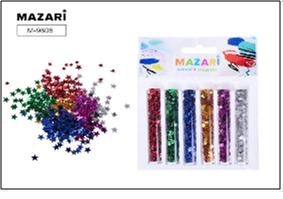 Блестки для декора Mazari 6цв.х2,5г фигурные звезды
