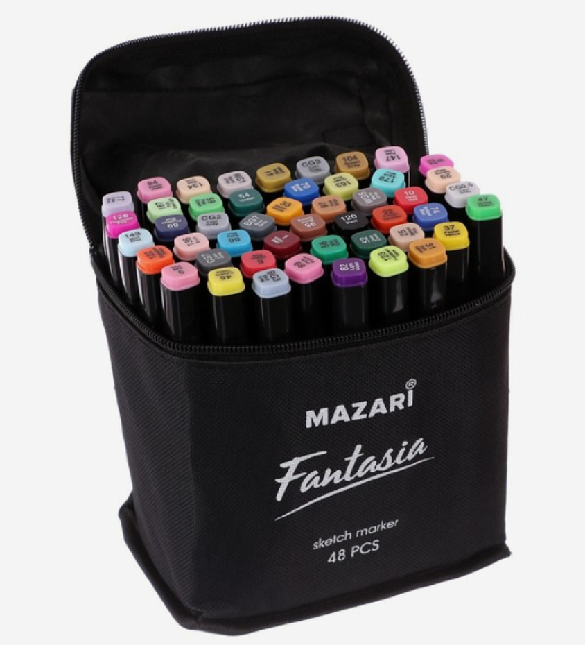 Набор маркеров для скетчинга 2-сторонние 48 цв. Mazari FANTASIA