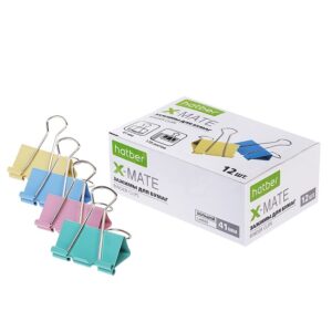 Зажим металлический 41мм цветной Hatber X-Mate