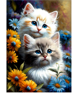 Алмазная мозаика 21х25см Котята, с мольбертом