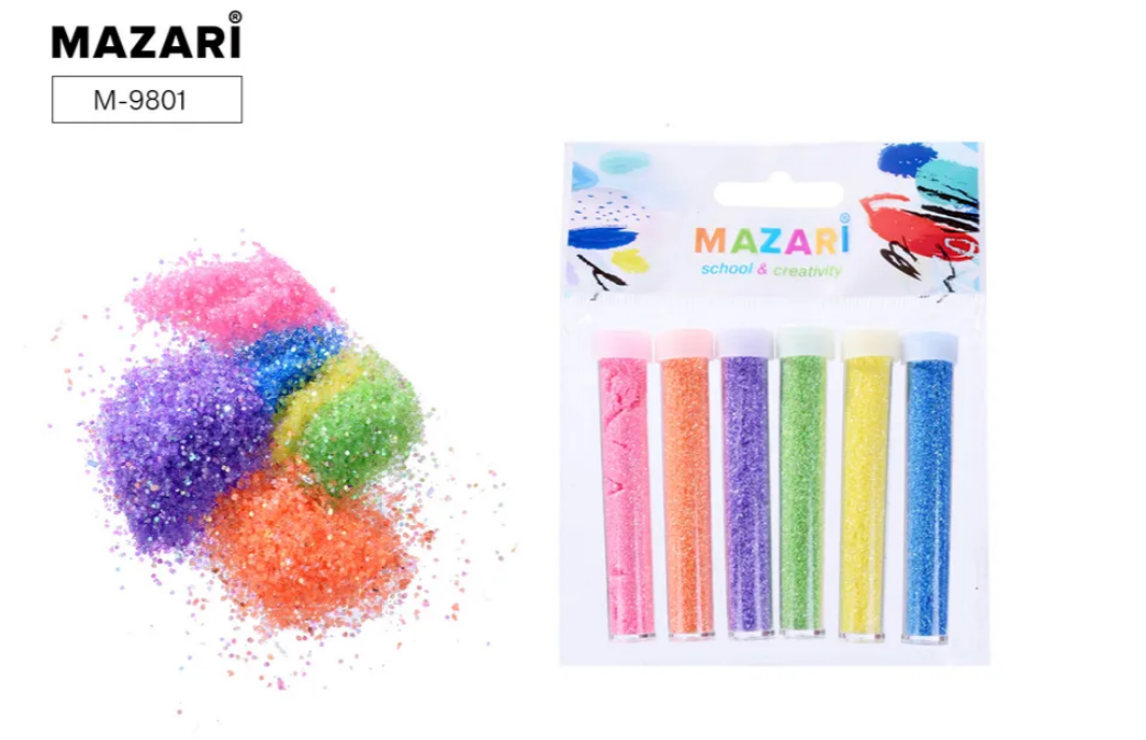 Блестки для декора Mazari 6цв.х4г