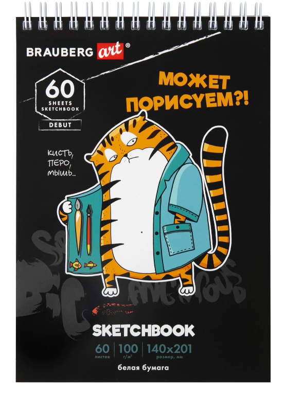 Скетчбук А5  60л BRAUBERG ART Порисуем, гребень