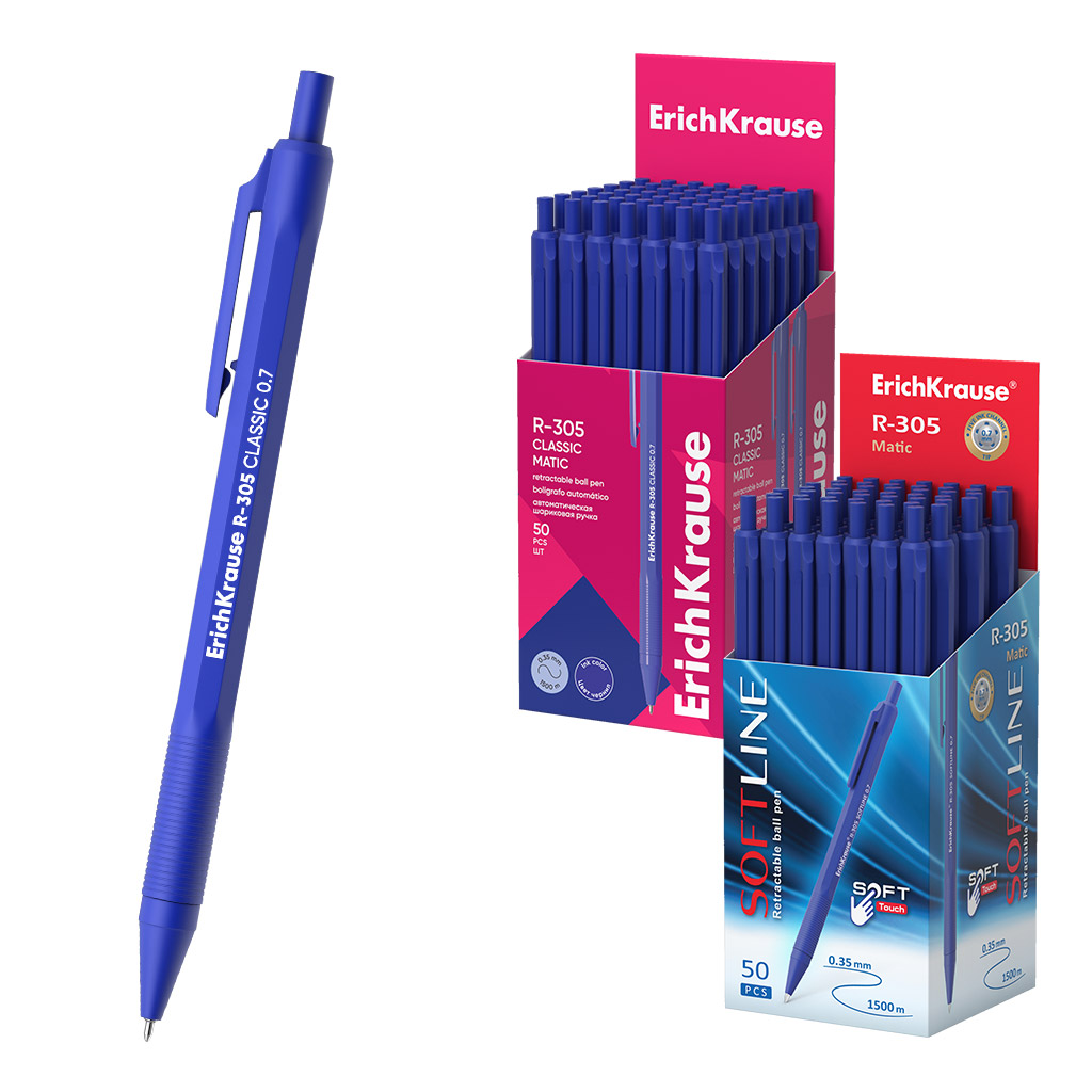 Ручка шариковая автомат. Erich Krause R-305 Matic Classic синяя 0.7мм