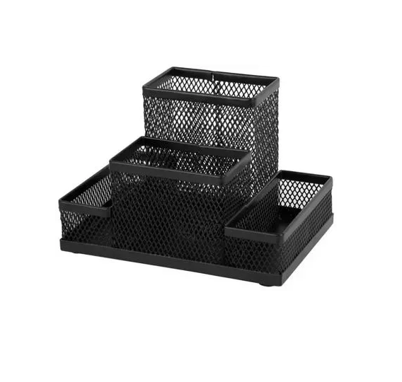 Подставка настольная 4 секции металлическая, сетчатая, черная