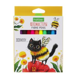 Фломастеры Hatber ECO ЖЖ-МЯУ 12цв. к/к