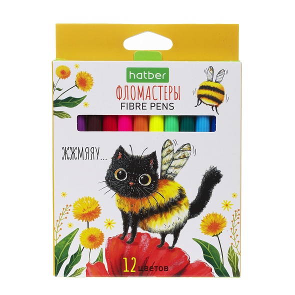 Фломастеры Hatber ECO ЖЖ-МЯУ 12цв. к/к