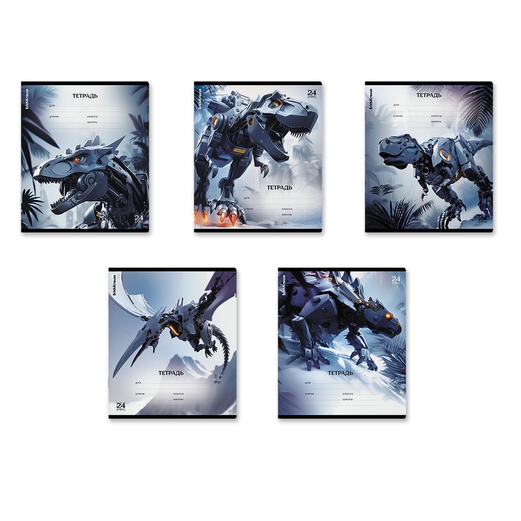 Тетрадь 24 л. клетка Erich Krause Techno Dino