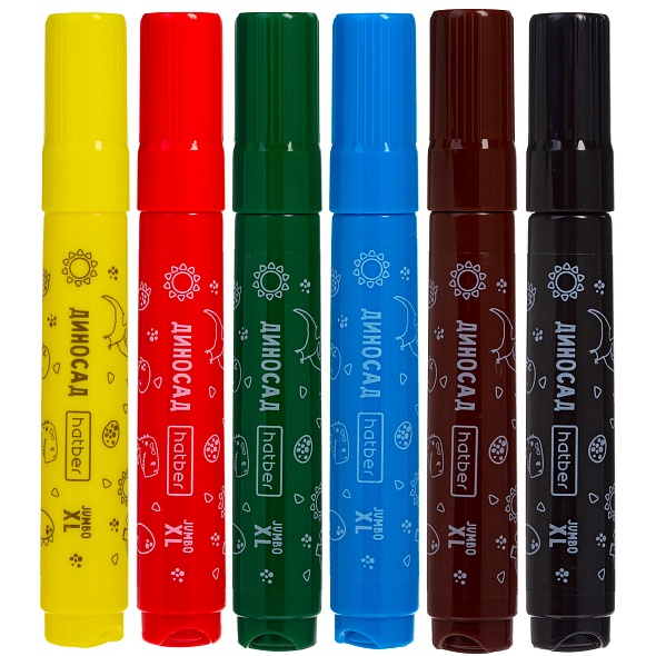 Фломастеры Hatber JUMBO-XL ДИНОСАД  6цв. утолщенный корпус