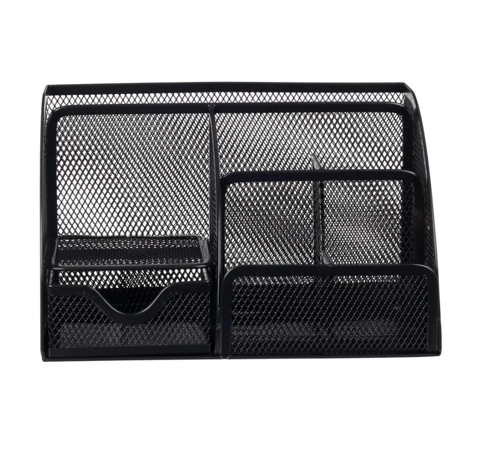 Подставка настольная 7 секций металлическая, сетчатая, черная, А4