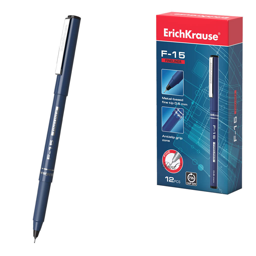 Ручка капиллярная ErichKrause F-15, цвет чернил черный