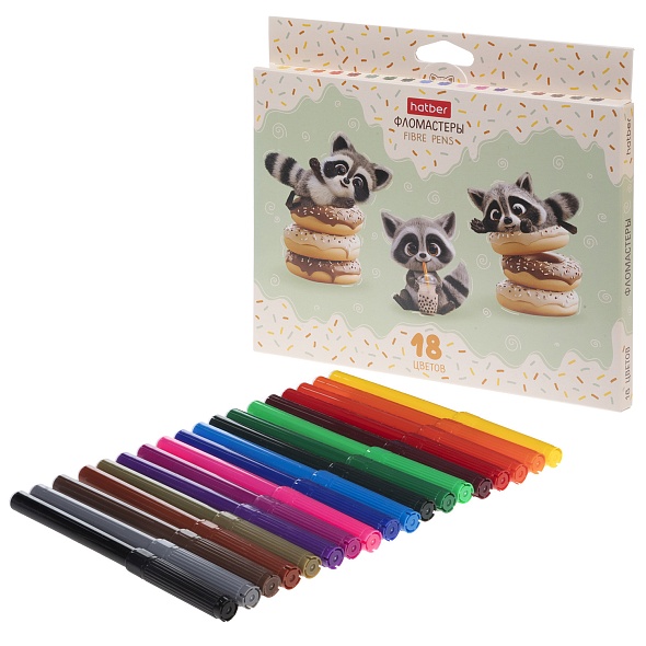 Фломастеры Hatber ВОТ ЕНОТ 18цв. к/к