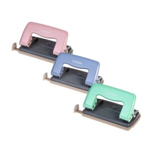 Дырокол Hatber Record 12л. металлический с линейкой ассорти