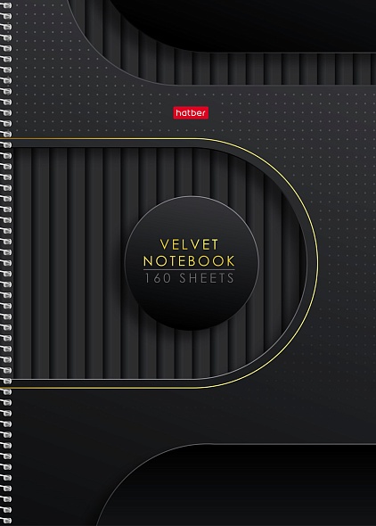 Тетрадь160л. А4 клетка Hatber Velvet style black, 7БЦ на гребне