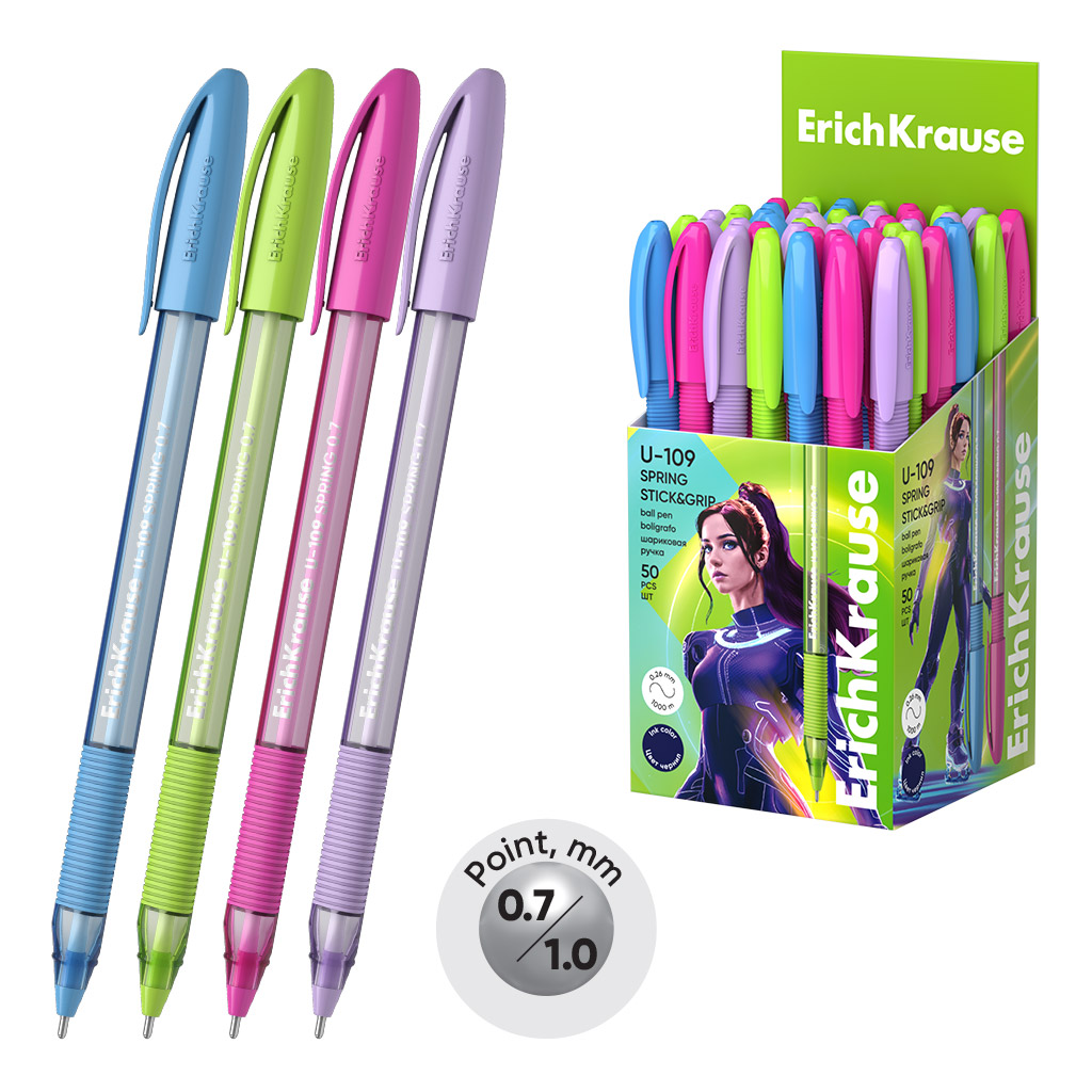 Ручка шариковая Erich Krause U-109 Spring Ultra Glide Technology синяя 0.7мм