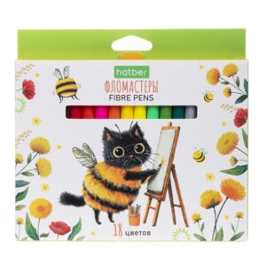 Фломастеры Hatber ECO ЖЖ-МЯУ 18цв. к/к