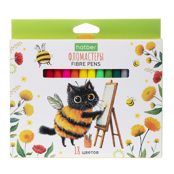 Фломастеры Hatber ECO ЖЖ-МЯУ 18цв. к/к